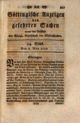 Göttingische Anzeigen von gelehrten Sachen (Göttingische Zeitungen von gelehrten Sachen) Samstag 6. Mai 1775