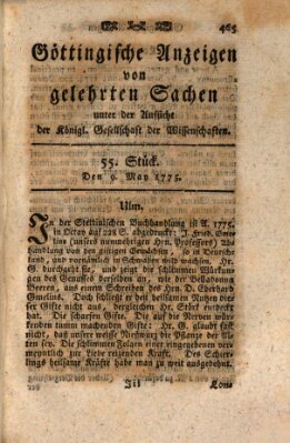 Göttingische Anzeigen von gelehrten Sachen (Göttingische Zeitungen von gelehrten Sachen) Dienstag 9. Mai 1775