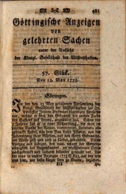 Göttingische Anzeigen von gelehrten Sachen (Göttingische Zeitungen von gelehrten Sachen) Samstag 13. Mai 1775