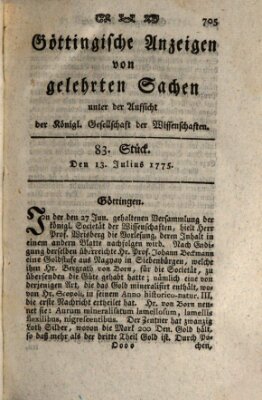 Göttingische Anzeigen von gelehrten Sachen (Göttingische Zeitungen von gelehrten Sachen) Donnerstag 13. Juli 1775