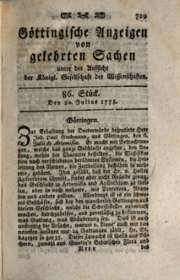 Göttingische Anzeigen von gelehrten Sachen (Göttingische Zeitungen von gelehrten Sachen) Donnerstag 20. Juli 1775