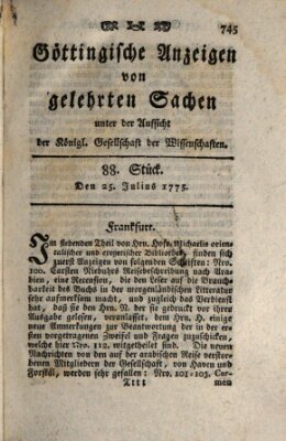 Göttingische Anzeigen von gelehrten Sachen (Göttingische Zeitungen von gelehrten Sachen) Dienstag 25. Juli 1775