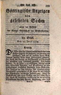 Göttingische Anzeigen von gelehrten Sachen (Göttingische Zeitungen von gelehrten Sachen) Donnerstag 27. Juli 1775