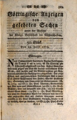 Göttingische Anzeigen von gelehrten Sachen (Göttingische Zeitungen von gelehrten Sachen) Samstag 29. Juli 1775