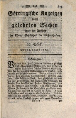 Göttingische Anzeigen von gelehrten Sachen (Göttingische Zeitungen von gelehrten Sachen) Dienstag 15. August 1775