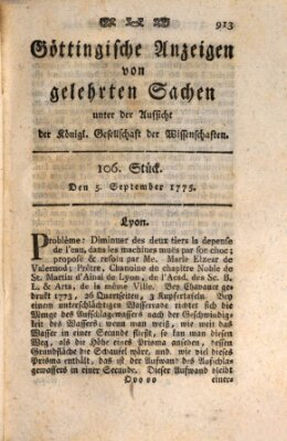 Göttingische Anzeigen von gelehrten Sachen (Göttingische Zeitungen von gelehrten Sachen) Dienstag 5. September 1775