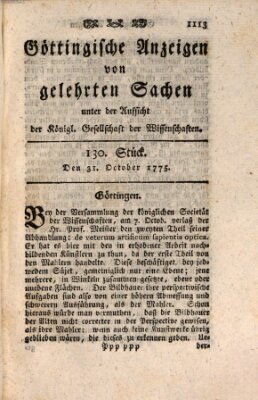 Göttingische Anzeigen von gelehrten Sachen (Göttingische Zeitungen von gelehrten Sachen) Dienstag 31. Oktober 1775