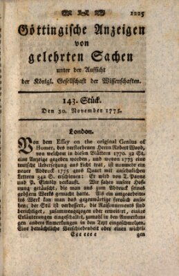 Göttingische Anzeigen von gelehrten Sachen (Göttingische Zeitungen von gelehrten Sachen) Donnerstag 30. November 1775