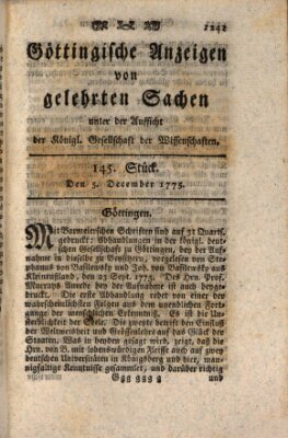 Göttingische Anzeigen von gelehrten Sachen (Göttingische Zeitungen von gelehrten Sachen) Dienstag 5. Dezember 1775