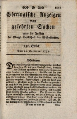 Göttingische Anzeigen von gelehrten Sachen (Göttingische Zeitungen von gelehrten Sachen) Samstag 16. Dezember 1775