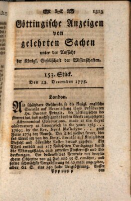 Göttingische Anzeigen von gelehrten Sachen (Göttingische Zeitungen von gelehrten Sachen) Samstag 23. Dezember 1775