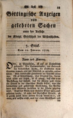 Göttingische Anzeigen von gelehrten Sachen (Göttingische Zeitungen von gelehrten Sachen) Donnerstag 11. Januar 1776