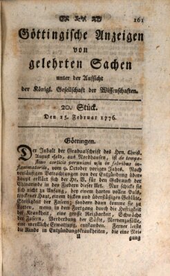 Göttingische Anzeigen von gelehrten Sachen (Göttingische Zeitungen von gelehrten Sachen) Donnerstag 15. Februar 1776