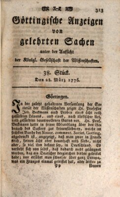 Göttingische Anzeigen von gelehrten Sachen (Göttingische Zeitungen von gelehrten Sachen) Donnerstag 28. März 1776