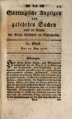 Göttingische Anzeigen von gelehrten Sachen (Göttingische Zeitungen von gelehrten Sachen) Dienstag 21. Mai 1776