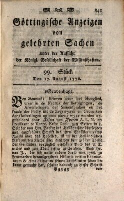 Göttingische Anzeigen von gelehrten Sachen (Göttingische Zeitungen von gelehrten Sachen) Samstag 17. August 1776