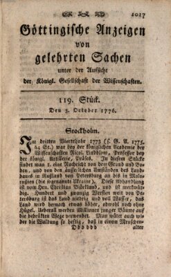 Göttingische Anzeigen von gelehrten Sachen (Göttingische Zeitungen von gelehrten Sachen) Donnerstag 3. Oktober 1776