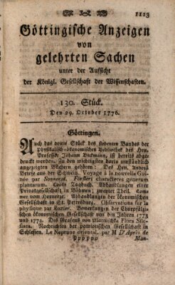 Göttingische Anzeigen von gelehrten Sachen (Göttingische Zeitungen von gelehrten Sachen) Dienstag 29. Oktober 1776