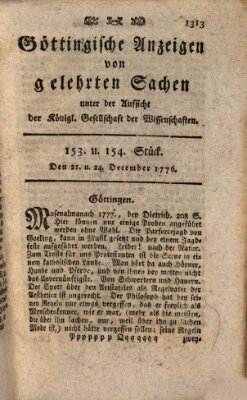 Göttingische Anzeigen von gelehrten Sachen (Göttingische Zeitungen von gelehrten Sachen) Sonntag 22. Dezember 1776