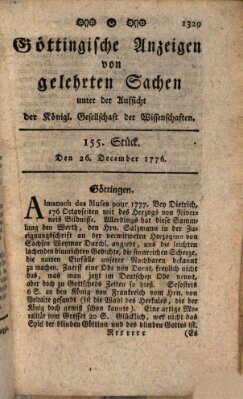 Göttingische Anzeigen von gelehrten Sachen (Göttingische Zeitungen von gelehrten Sachen) Donnerstag 26. Dezember 1776