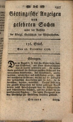 Göttingische Anzeigen von gelehrten Sachen (Göttingische Zeitungen von gelehrten Sachen) Samstag 28. Dezember 1776