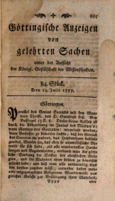 Göttingische Anzeigen von gelehrten Sachen (Göttingische Zeitungen von gelehrten Sachen) Montag 14. Juli 1777