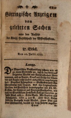 Göttingische Anzeigen von gelehrten Sachen (Göttingische Zeitungen von gelehrten Sachen) Montag 21. Juli 1777