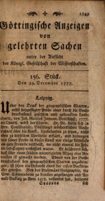 Göttingische Anzeigen von gelehrten Sachen (Göttingische Zeitungen von gelehrten Sachen) Montag 29. Dezember 1777