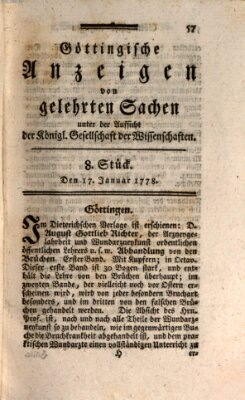 Göttingische Anzeigen von gelehrten Sachen (Göttingische Zeitungen von gelehrten Sachen) Samstag 17. Januar 1778