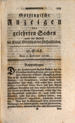 Göttingische Anzeigen von gelehrten Sachen (Göttingische Zeitungen von gelehrten Sachen) Samstag 7. Februar 1778