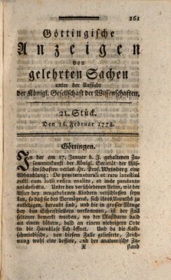 Göttingische Anzeigen von gelehrten Sachen (Göttingische Zeitungen von gelehrten Sachen) Montag 16. Februar 1778