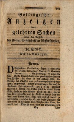 Göttingische Anzeigen von gelehrten Sachen (Göttingische Zeitungen von gelehrten Sachen) Montag 30. März 1778