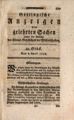 Göttingische Anzeigen von gelehrten Sachen (Göttingische Zeitungen von gelehrten Sachen) Montag 6. April 1778