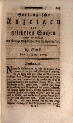 Göttingische Anzeigen von gelehrten Sachen (Göttingische Zeitungen von gelehrten Sachen) Samstag 11. Juli 1778