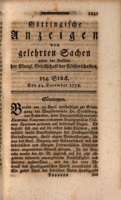 Göttingische Anzeigen von gelehrten Sachen (Göttingische Zeitungen von gelehrten Sachen) Donnerstag 24. Dezember 1778