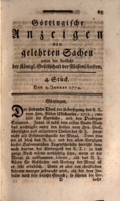 Göttingische Anzeigen von gelehrten Sachen (Göttingische Zeitungen von gelehrten Sachen) Samstag 9. Januar 1779