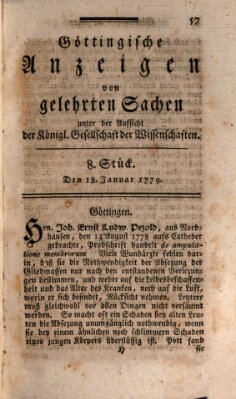 Göttingische Anzeigen von gelehrten Sachen (Göttingische Zeitungen von gelehrten Sachen) Montag 18. Januar 1779