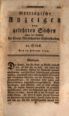 Göttingische Anzeigen von gelehrten Sachen (Göttingische Zeitungen von gelehrten Sachen) Donnerstag 18. Februar 1779