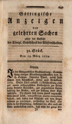 Göttingische Anzeigen von gelehrten Sachen (Göttingische Zeitungen von gelehrten Sachen) Montag 15. März 1779