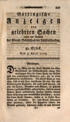 Göttingische Anzeigen von gelehrten Sachen (Göttingische Zeitungen von gelehrten Sachen) Montag 5. April 1779