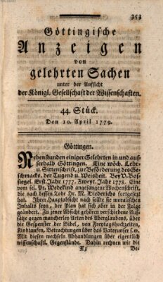 Göttingische Anzeigen von gelehrten Sachen (Göttingische Zeitungen von gelehrten Sachen) Samstag 10. April 1779