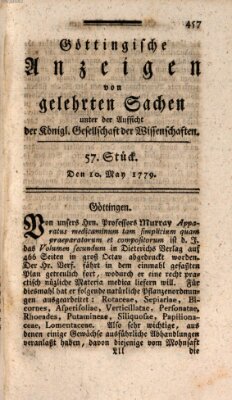 Göttingische Anzeigen von gelehrten Sachen (Göttingische Zeitungen von gelehrten Sachen) Montag 10. Mai 1779