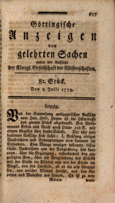 Göttingische Anzeigen von gelehrten Sachen (Göttingische Zeitungen von gelehrten Sachen) Donnerstag 8. Juli 1779