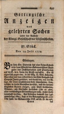 Göttingische Anzeigen von gelehrten Sachen (Göttingische Zeitungen von gelehrten Sachen) Montag 19. Juli 1779