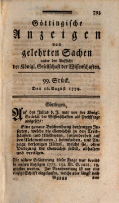 Göttingische Anzeigen von gelehrten Sachen (Göttingische Zeitungen von gelehrten Sachen) Montag 16. August 1779