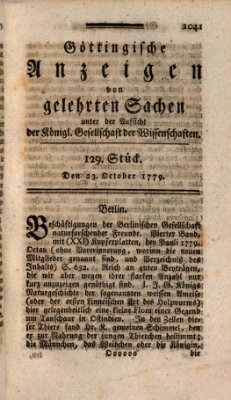 Göttingische Anzeigen von gelehrten Sachen (Göttingische Zeitungen von gelehrten Sachen) Samstag 23. Oktober 1779