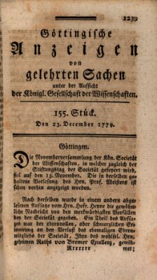 Göttingische Anzeigen von gelehrten Sachen (Göttingische Zeitungen von gelehrten Sachen) Donnerstag 23. Dezember 1779