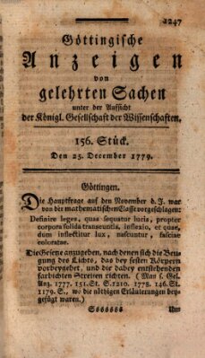 Göttingische Anzeigen von gelehrten Sachen (Göttingische Zeitungen von gelehrten Sachen) Samstag 25. Dezember 1779