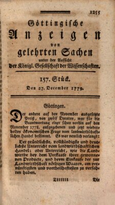 Göttingische Anzeigen von gelehrten Sachen (Göttingische Zeitungen von gelehrten Sachen) Montag 27. Dezember 1779