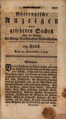 Göttingische Anzeigen von gelehrten Sachen (Göttingische Zeitungen von gelehrten Sachen) Freitag 31. Dezember 1779